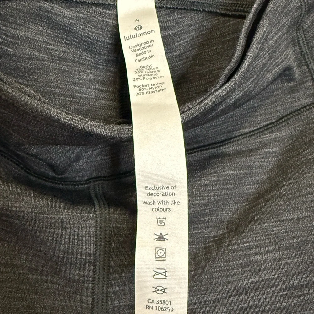Lululemon Speed Up Tight in Heathered Black - Size 4
